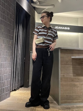 「LOWRYS FARM（ローリーズファーム）のＥＹＥＷＥＡＲ　128533（メガネ、ベージュ系）」を使った、AI_YOSHIHARAさん（レディース・165cm）の春コーディネート