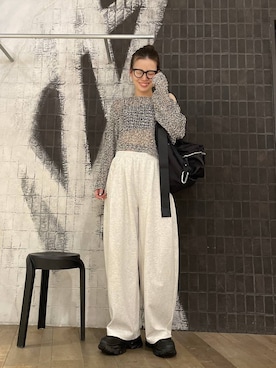 「LOWRYS FARM（ローリーズファーム）のＥＹＥＷＥＡＲ　128533（メガネ、ベージュ系）」を使った、AI_YOSHIHARAさん（レディース・165cm）の春コーディネート