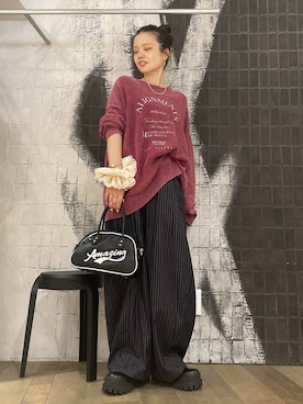 「JEANASIS（ジーナシス）のボリュームレースシュシュ/577846（シュシュ）」を使った、AI_YOSHIHARAさん（レディース・165cm）の秋コーディネート