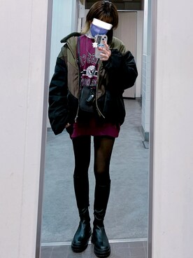 「Saint Laurent（サンローラン）のアイテム（PC・スマホグッズ/家電）」を使った、おりたさん（レディース・158cm）の冬コーディネート