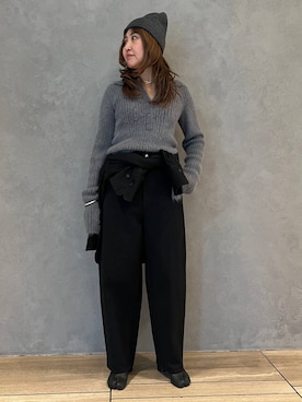 「アイテム（ニットキャップ/ビーニー）」を使った、chaos_kaeさん（レディース・160cm・40代）の冬コーディネート