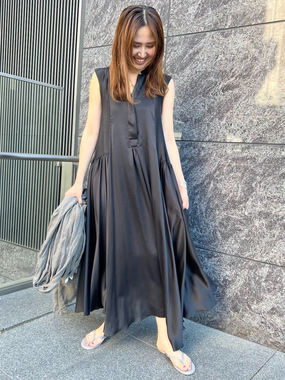 Chaos(カオス)サンディングシルクワンピース　　黒 ¥64,900 新色入荷！】サンディングシルクワンピース | [公式]カオス