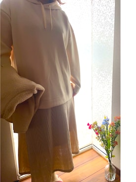 「UNIQLO（ユニクロ）のフリースノーカラージャケット（長袖）（その他アウター）」を使った、ayuさん（レディース・164cm）の冬コーディネート