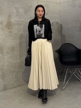 「Lui's（ルイス）のシースループリントL/Sカットソー（Tシャツ/カットソー）」を使った、miuさん（レディース・158cm）の夏コーディネート