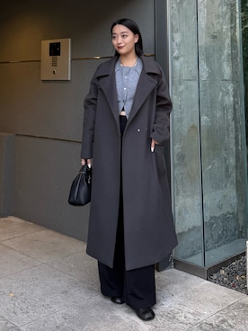 「アイテム（チェスターコート）」を使った、miuさん（レディース・158cm）の秋コーディネート