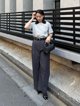「アイテム（スラックス）」を使った、miuさん（レディース・158cm）の夏コーディネート