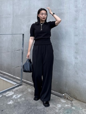 「黒コーデ」｜「アイテム（バッグ）」を使った、miuさん（レディース・158cm）の夏コーディネート
