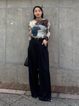 「スラックスパンツ」｜miuさん（レディース・158cm）の秋コーディネート