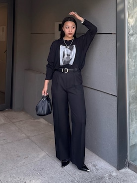 「Lui's（ルイス）のシースループリントL/Sカットソー（Tシャツ/カットソー）」を使った、miuさん（レディース・158cm）の夏コーディネート