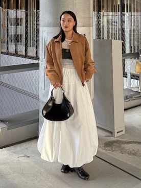 「Lui's（ルイス）のシースループリントL/Sカットソー（Tシャツ/カットソー）」を使った、miuさん（レディース・158cm）の秋コーディネート