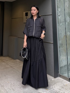 「Lui's（ルイス）のメッシュZIPブルゾン（ブルゾン、グレー系）」を使った、miuさん（レディース・158cm）の春コーディネート