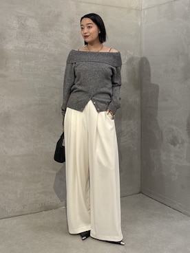 「スラックスパンツ」｜miuさん（レディース・158cm）の秋コーディネート