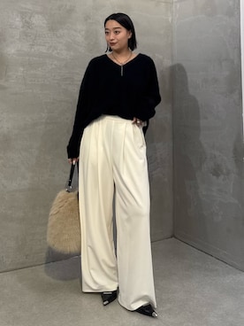 「黒ニット」｜miuさん（レディース・158cm）の秋コーディネート