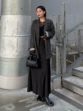 「黒コーデ」｜miuさん（レディース・158cm）の秋コーディネート