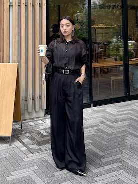 「黒コーデ」｜miuさん（レディース・158cm）の夏コーディネート