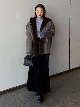 「アイテム（ムートンコート）」を使った、miuさん（レディース・158cm）の秋コーディネート