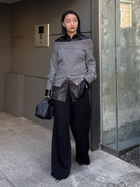 「スラックスパンツ」｜miuさん（レディース・158cm）の秋コーディネート