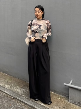 「スラックスパンツ」｜miuさん（レディース・158cm）の秋コーディネート