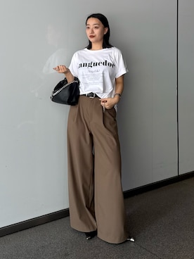 「Lui's（ルイス）のアイテム（スラックス）」を使った、miuさん（レディース・158cm）の春コーディネート