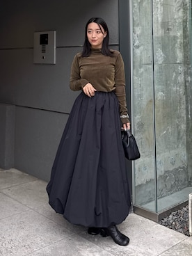 「ハイネックトップス」｜miuさん（レディース・158cm）の秋コーディネート