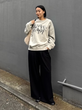 「スラックスパンツ」｜「アイテム（スウェット）」を使った、miuさん（レディース・158cm）の秋コーディネート