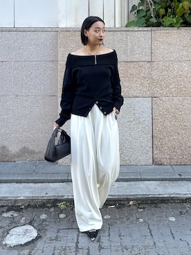 「スラックスパンツ」｜miuさん（レディース・158cm）の秋コーディネート