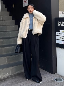 「アイテム（ベルト）」を使った、miuさん（レディース・158cm）の秋コーディネート