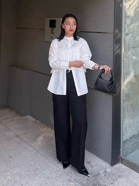 「アイテム（スラックス）」を使った、miuさん（レディース・158cm）の夏コーディネート