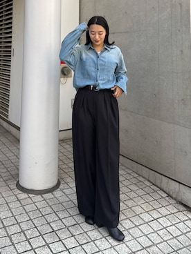 「Lui's（ルイス）のアイテム（シャツ/ブラウス）」を使った、miuさん（レディース・158cm）の秋コーディネート