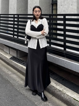 「Lui's（ルイス）のアイテム（シャツ/ブラウス）」を使った、miuさん（レディース・158cm）の夏コーディネート