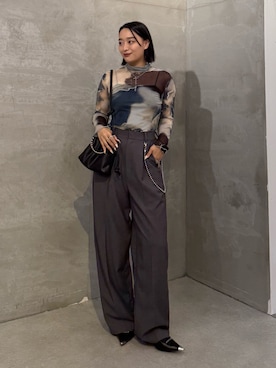 「スラックスパンツ」｜miuさん（レディース・158cm）の秋コーディネート