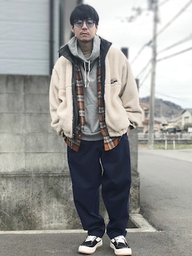 「チェック柄に恋してる」｜「アイテム（ブルゾン）」を使った、munikunさん（メンズ・168cm）の冬コーディネート