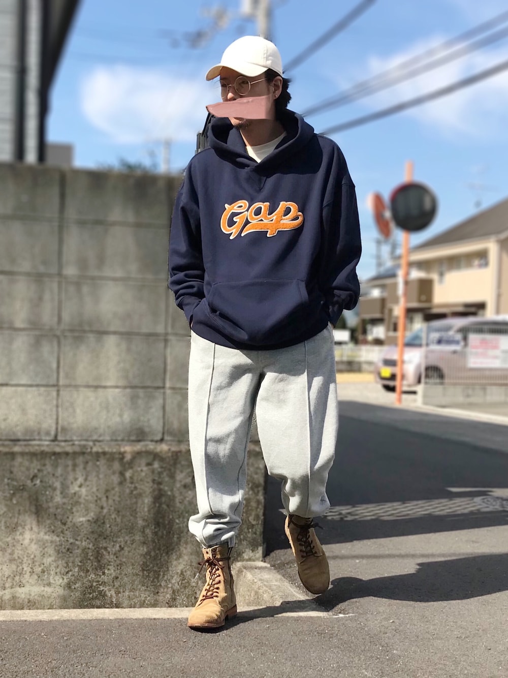 ヴィンテージGAP ポケダブルパーカー ネイビー/イエローポーチ付き ヴィンテージGAP ポケダブルパーカー ネイビー/イエローポーチ