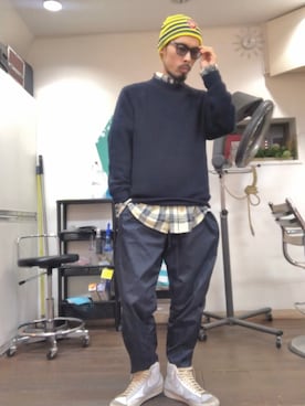 「PUMA（プーマ）のアイテム（帽子）」を使った、tkc18さん（メンズ・173cm）の春コーディネート