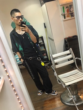 「soe（ソーイ）のアイテム（トップス）」を使った、tkc18さん（メンズ・173cm）の夏コーディネート