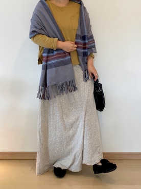 「チェック柄に恋してる」｜「アイテム（モカシン/デッキシューズ）」を使った、森本さん（レディース・163cm）の秋コーディネート