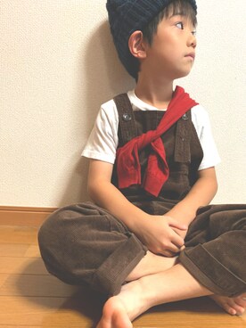 「NIRAME.CO（ニラメッコ）のアイテム（帽子）」を使った、たtoみさん（キッズ・120cm）の夏コーディネート