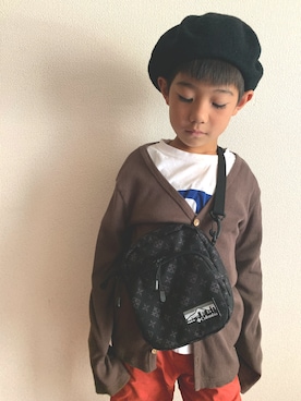 「コロンビア」｜「アイテム（ハンチング/ベレー帽）」を使った、たtoみさん（キッズ・120cm）の秋コーディネート