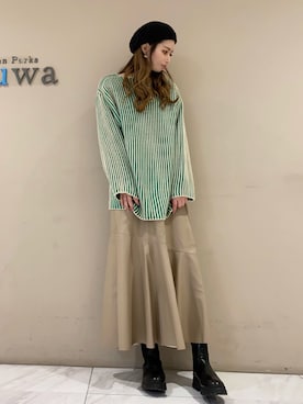 「ストライプニット」｜sumiさん（レディース・161cm）の冬コーディネート