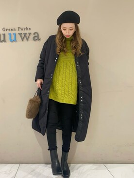 「Green　Parks（グリーンパークス）のアイテム（その他アウター）」を使った、sumiさん（レディース・161cm）の冬コーディネート