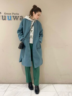 「Green　Parks（グリーンパークス）のアイテム（その他アウター）」を使った、sumiさん（レディース・161cm）の冬コーディネート