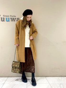 「Green　Parks（グリーンパークス）のアイテム（その他アウター）」を使った、sumiさん（レディース・161cm）の秋コーディネート