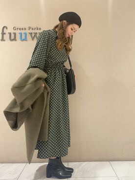 「Green　Parks（グリーンパークス）のアイテム（その他アウター）」を使った、sumiさん（レディース・161cm）の冬コーディネート