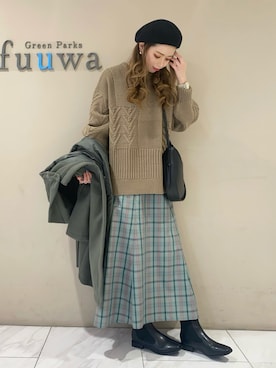「Green　Parks（グリーンパークス）のアイテム（その他アウター）」を使った、sumiさん（レディース・161cm）の冬コーディネート