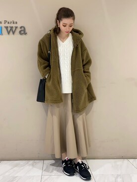 「Green　Parks（グリーンパークス）のアイテム（その他アウター）」を使った、sumiさん（レディース・161cm）の冬コーディネート