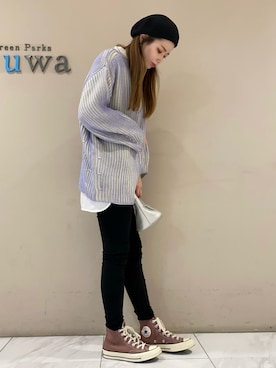 「ストライプニット」｜sumiさん（レディース・161cm）の冬コーディネート