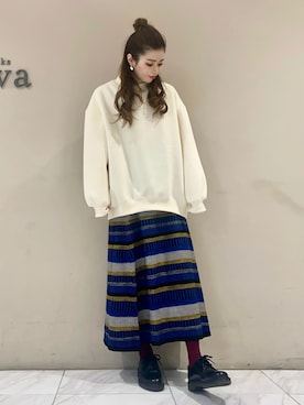 「ジャガードスカート」｜sumiさん（レディース・161cm）の冬コーディネート