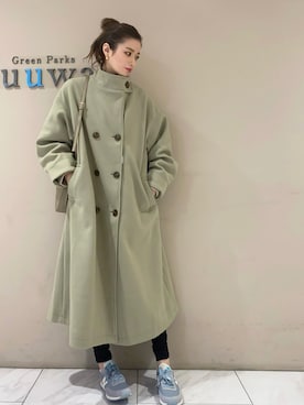 「カーキアウター」｜「アイテム（その他アウター）」を使った、sumiさん（レディース・161cm）の冬コーディネート