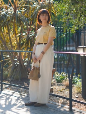 「アイテム（モカシン/デッキシューズ）」を使った、しおりさん（レディース・155cm）の秋コーディネート