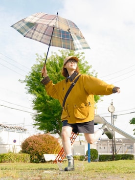 「アイテム（レインシューズ）」を使った、しおりさん（レディース・155cm）の夏コーディネート